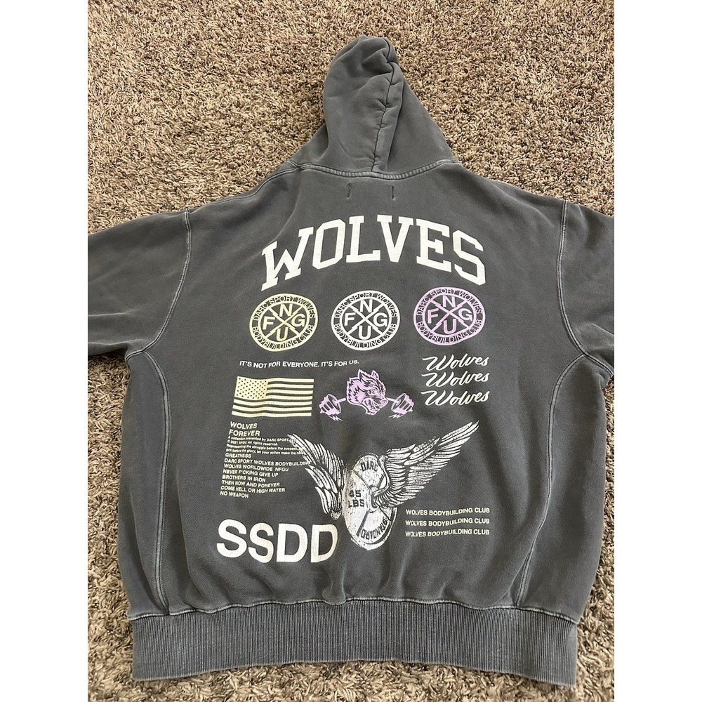 Darc Sport Wolves Athletic Pullover Hoodie Gray SSDD 035/1000 NFGU Men's Size XL - Picture 6 of 7